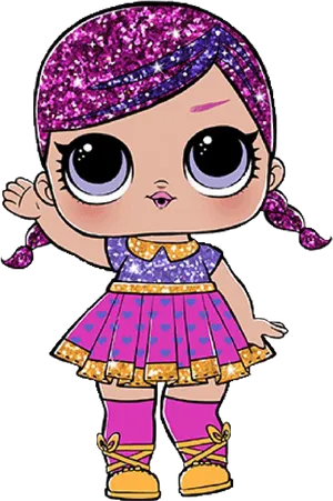 Glittery L O L Surprise Doll PNG image