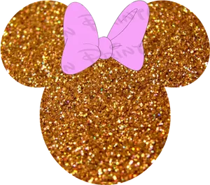 Glittery Mickey Mouse Headwith Pink Bow PNG image