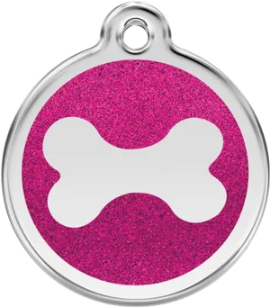 Glittery Pink Dog Bone Tag PNG image