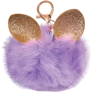 Glittery Purple Pom Pom Keychain