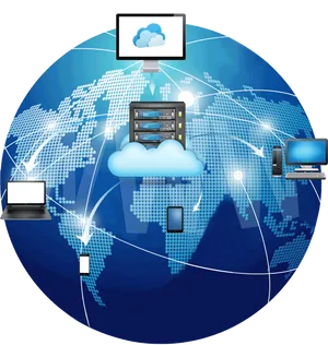 Global Cloud Network Connectivity PNG image