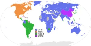 Global Digital T V Standards Map PNG image