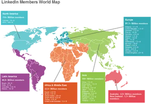 Global Linked In Membership Distribution Map PNG image