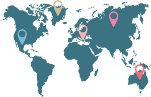 Global Mapwith Pins PNG image