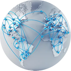 Global Network Connections Map PNG image