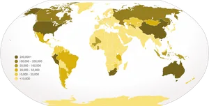 Global Population Density Map PNG image