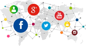 Global Social Media Network Connections PNG image