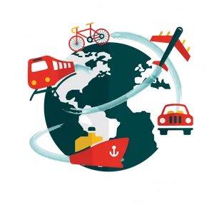 Global Travel Modes Illustration PNG image