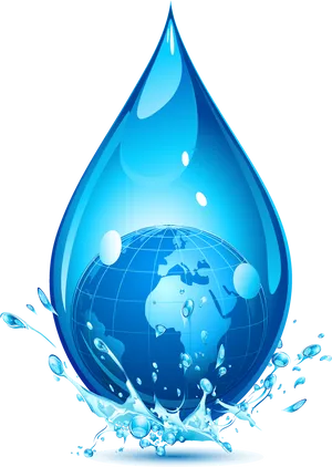 Global Water Drop Concept PNG image