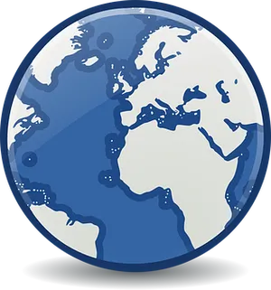 Globe Icon Blueand White PNG image