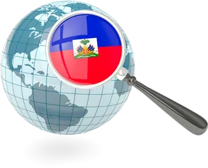 Globewith Magnifying Glass Haiti PNG image