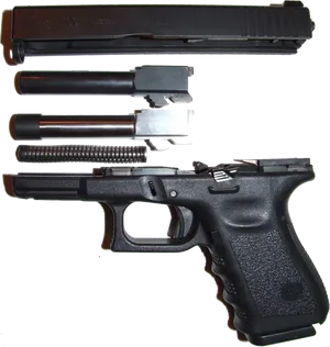 Glock Pistol Disassembled PNG image