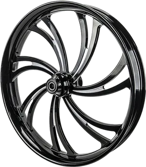 Glossy Black Alloy Wheel PNG image