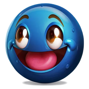 Glossy Blue Cheerful Emoji Png 06292024 PNG image