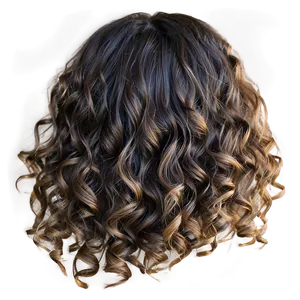 Glossy Curly Hair Look PNG 12