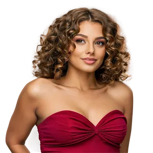 Glossy Curly Hair Look PNG Suf14