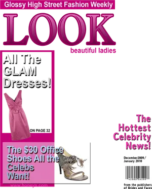 Glossy Fashion Magazine Cover January2010 PNG image