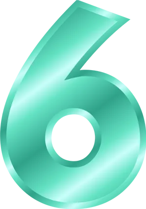 Glossy Green Number Six Graphic PNG image