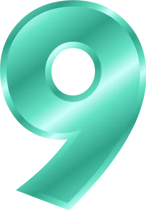 Glossy Green Number9 PNG image