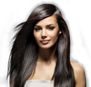 Glossy Long Brunette Hair Portrait PNG image