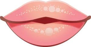 Glossy Pink Lips Illustration PNG image