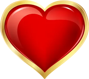Glossy Red Heart Gold Trim