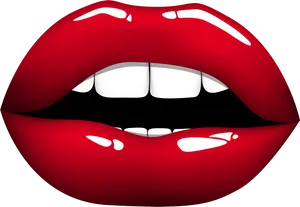 Glossy Red Lips Illustration PNG image