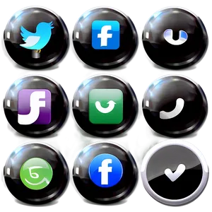 Glossy Social Media Icons PNG Qsn88
