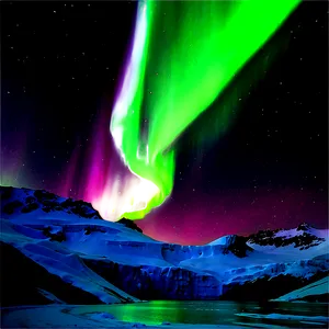 Glowing Aurora Over Glacier PNG Dto10 PNG