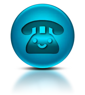 Glowing Blue Phone Icon PNG image