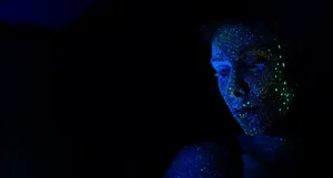 Glowing Blue Skin Portrait PNG image