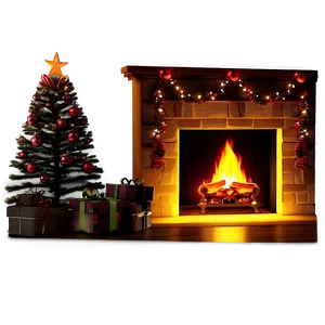 Glowing Christmas Fireplace Night PNG Qph89 PNG