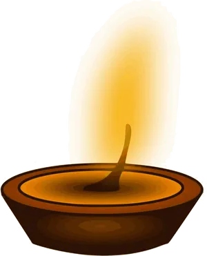 Glowing Diwali Diya Illustration PNG image