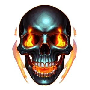 Glowing Fire Skull PNG 06252024