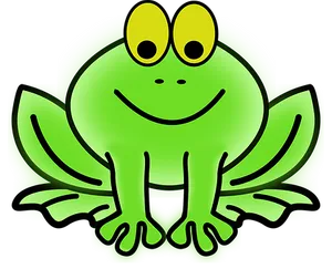 Glowing Green Cartoon Frog PNG image
