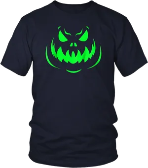 Glowing Green Pumpkin Face Shirt PNG image