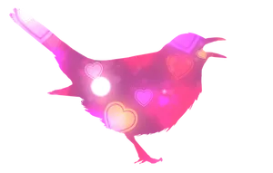 Glowing Heart Bird Silhouette