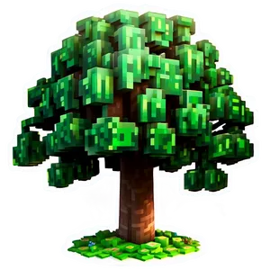 Glowing Minecraft Tree PNG 06122024