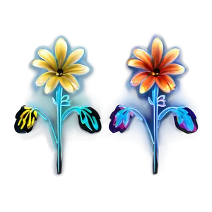 Glowing Neon Flowers PNG 04292024