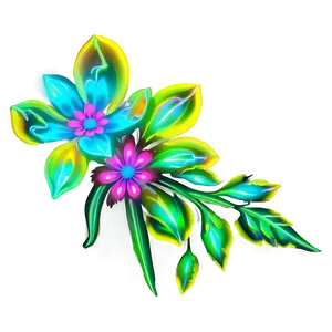 Glowing Neon Flowers PNG Hwj9
