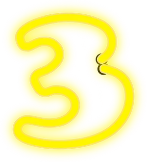 Glowing Neon Number Three PNG image