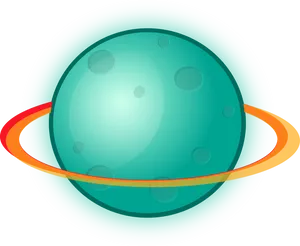 Glowing Ringed Planet Illustration PNG image