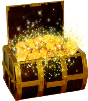 Glowing Treasure Chest Fullof Gold Coins PNG image