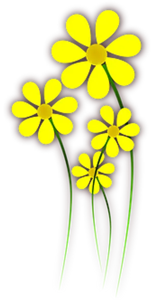 Glowing Yellow Flowers Black Background