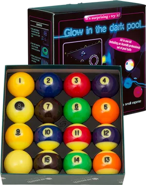 Glowinthe Dark Pool Balls Set PNG image