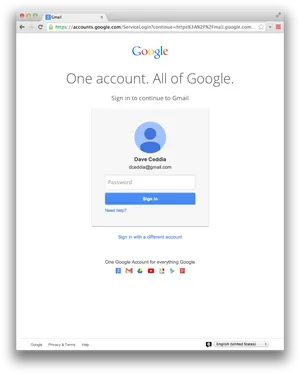 Gmail Login Screen Dave Ceddia PNG image