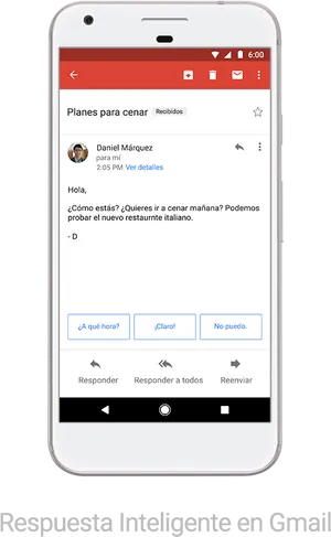 Gmail Smart Reply Feature Screenshot PNG image