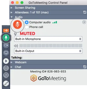 Go To Meeting Control Panel Screenshot PNG image