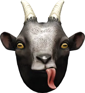 Goat Head Maskwith Tongue Out PNG image