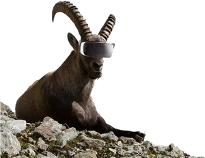 Goat Wearing V R Headset PNG image